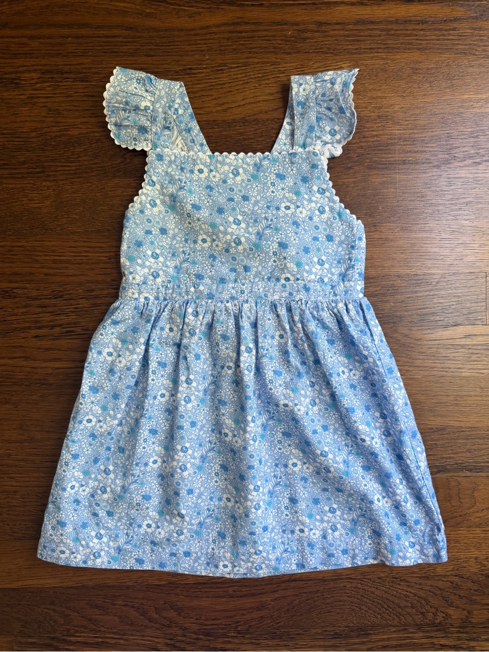 Little English Blue Floral Sundress with Ruffle Straps 4T
